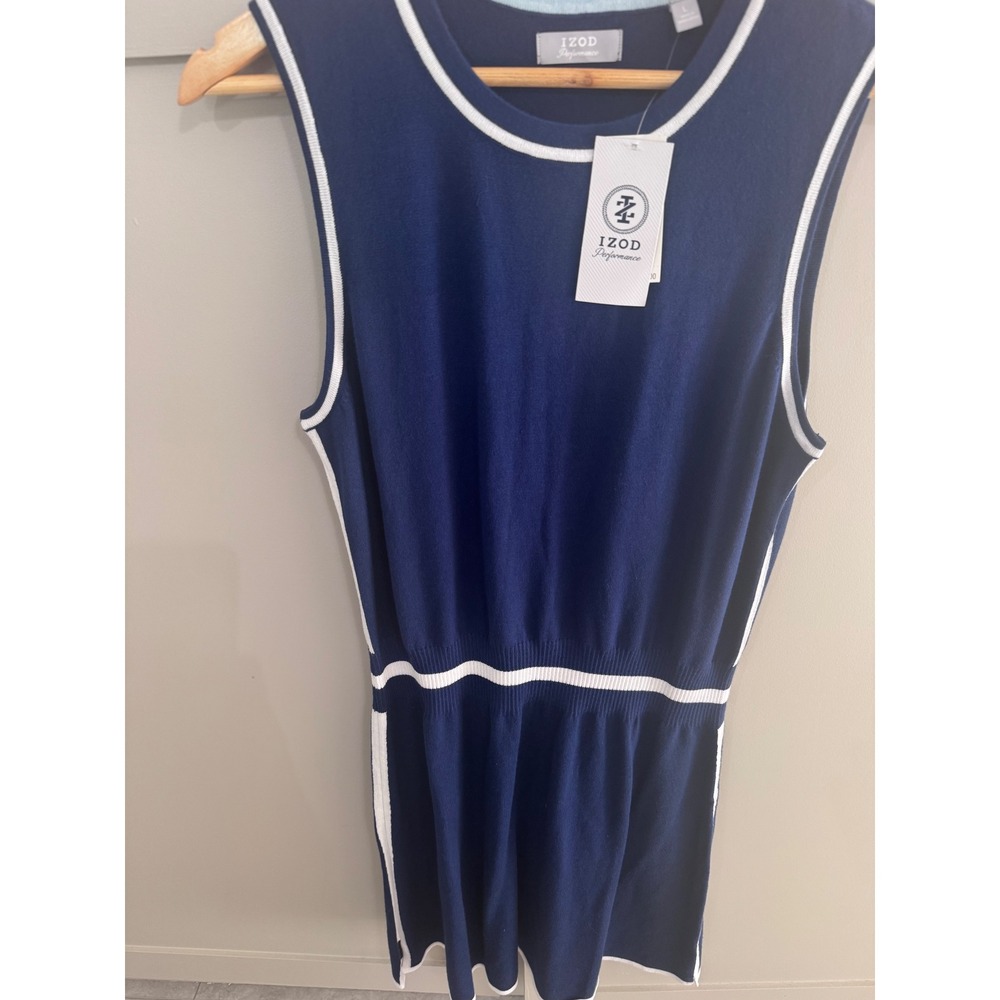 IZOD Performance Womens Sleeveless Knit‎ Golf Dress Medieval Blue Large NWT - Picture 2 of 5